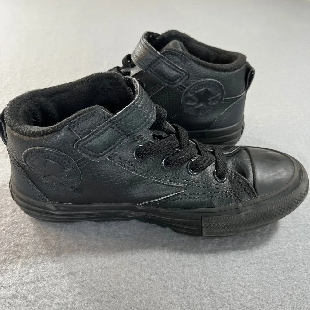 Converse Chuck Taylor All Star Axel Mid Youth‎ Black Leather Sneakers A04818C 2